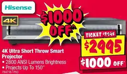 JB Hi-Fi Hisense 4K Ultra Short Throw Smart Projector offer