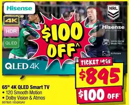 JB Hi-Fi Hisense 65" 4K QLED Smart TV offer