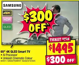 JB Hi-Fi SAMSUNG 65" 4K QLED Smart TV offer