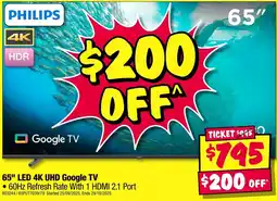 JB Hi-Fi PHILIPS 65" LED 4K UHD Google TV offer