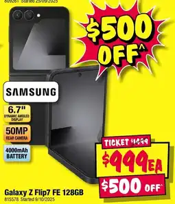 JB Hi-Fi Galaxy z flip7 fe 128gb offer