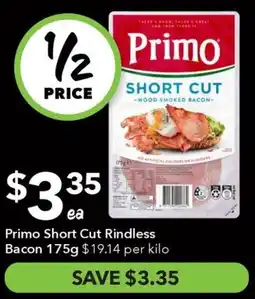 Ritchies Primo short cut rindless bacon offer