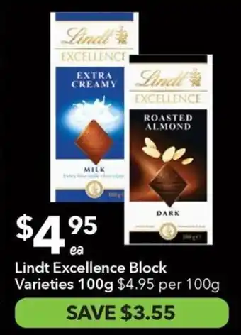 Ritchies Lindt excellence block varieties offer