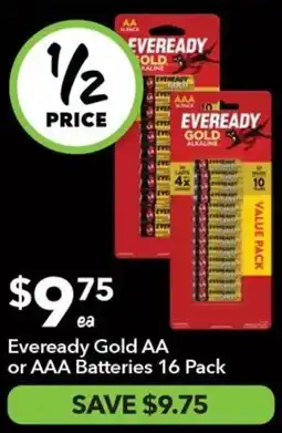Ritchies Eveready gold aa or aaa batteries offer