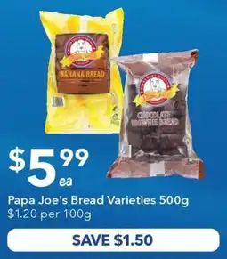 Ritchies Papa joe's bread varieties offer