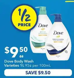 Ritchies Dove body wash varieties offer