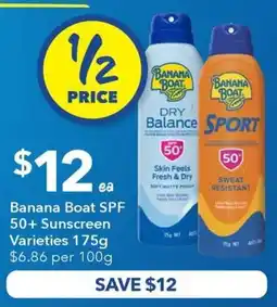 Ritchies Banana boat spf 50+ sunscreen varieties offer
