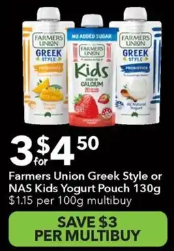 Ritchies Farmers union greek style or nas kids yogurt pouch offer