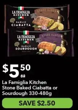Ritchies La famiglia kitchen stone baked ciabatta or sourdough offer
