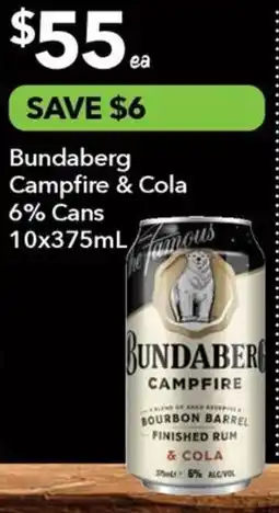 Ritchies Bundaberg campfire & cola 6% cans offer