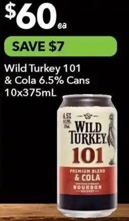 Ritchies Wild turkey 101 & cola 6.5% cans offer
