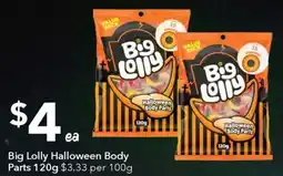 Ritchies Big lolly halloween body parts offer