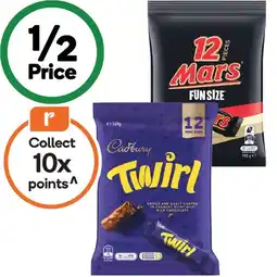 Woolworths Cadbury Share Packs 120-180g or Mars Share Packs 132-192g offer