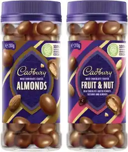 Coles Cadbury Chocolate Coated Fruit or Nut Jar 270g-340g offer