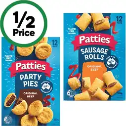 Woolworths Patties Party Pies or Sausage Rolls 450-560g Pk 12 – From the Freezer offer