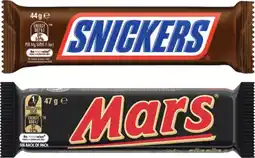 Coles Mars or Snickers Chocolate Bar 44g-47g offer