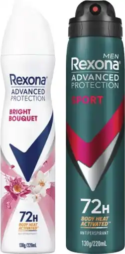 Coles Rexona 72hr Advanced Aerosol Deodorant 220mL offer