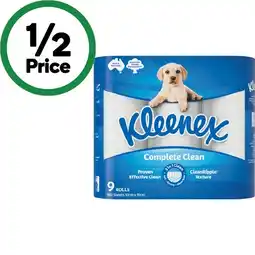 Woolworths Kleenex Complete Clean Toilet Paper Pk 9 offer