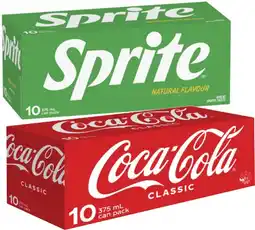 Coles Coca-Cola, Fanta or Sprite Soft Drink 10x375mL offer