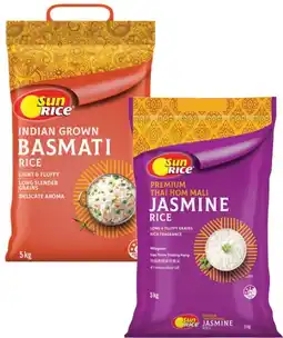 Coles Sunrice Premium Jasmine or Basmati Rice 5kg offer