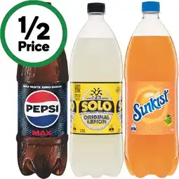 Woolworths Pepsi, Solo, Sunkist or Mountain Dew Soft Drink Varieties 1.25 Litre offer