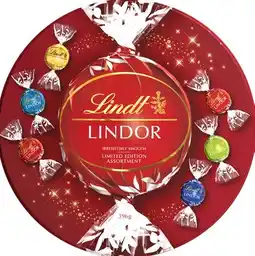 Coles Lindt Lindor Limited Edition Round Tin 396g offer