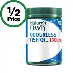 Woolworths Nature’s Own Odourless Fish Oil 1500mg Capsules Pk 200 offer
