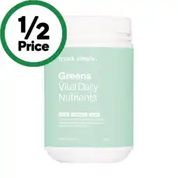 Woolworths Frank Simple Greens Vital Daily Nutrients Mango & Papaya 450g offer
