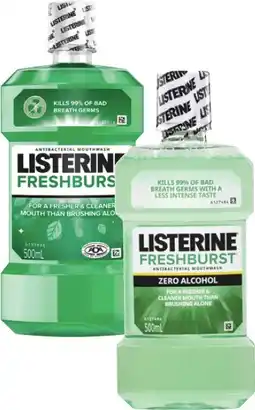Coles Listerine Freshburst or Freshburst Zero Mouthwash 500mL offer