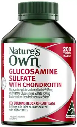 Coles Nature's Own Glucosamine Sulfate with Chondroitin Tablets 200 Pack^ offer