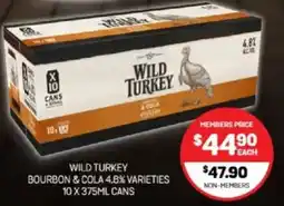 Harry Brown Wild turkey bourbon & cola 4.8% varieties offer