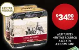 Harry Brown Wild turkey heritage bourbon & cola 9% offer