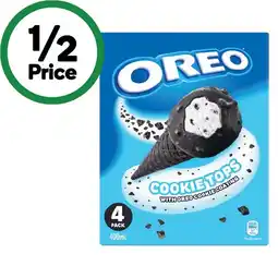 Woolworths Cadbury Choc Tops or Oreo Cookie Tops Ice Cream Cones 400ml Pk 4 β From the Freezer offer
