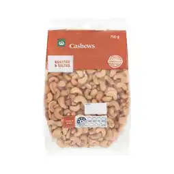 Woolworths Woolworths Cashews Roasted & Salted 750g Pack offer