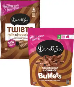 Coles Darrell Lea Bullets or Choc Coated Twists 150g-204g offer