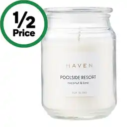 Woolworths Haven Poolside Resort Coconut & Lime Soy Blend Candle offer