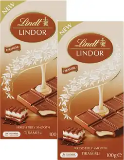 Coles NEW Lindt Lindor Tiramisu Block Chocolate 100g offer