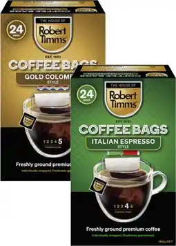 Coles Robert Timms Coffee Bags 24 Pack offer