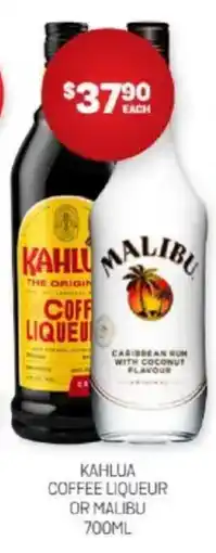 Harry Brown Kahlua coffee liqueur or malibu offer