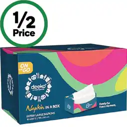 Woolworths Deeko Napkins In A Box Pk 80 offer