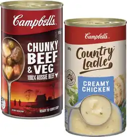 Coles Campbell's Country Ladle or Chunky Soup 495g-505g offer