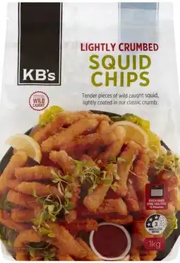 Coles KB's Lightly Crumbed Tender Squid Chips 1kg offer