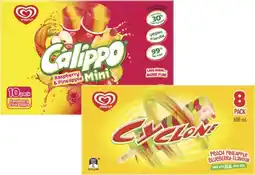 Coles Streets Calippo Ice Blocks 5 Pack-10 Pack or Cyclone Sticks 8 Pack 688mL offer