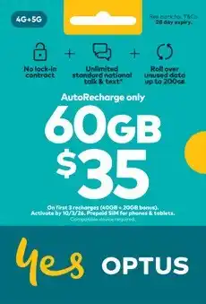 Coles Optus $35 AutoRecharge Prepaid SIM offer