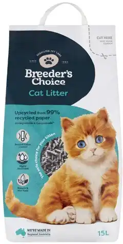 Coles Breeders Choice Cat Litter Paper 15 Litre offer