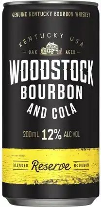 Coles NEW Woodstock Bourbon & Cola 12% Cans 10x200mL offer