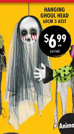 Red Dot Hanging ghoul head 60cm 3 asst offer