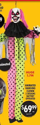 Red Dot Animated hanging clown 2 designs battery operated offer