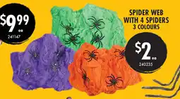Red Dot Spider web with 4 spiders 3 colours offer