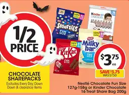 Coles Nestlé chocolate or kinder chocolate treat share bag offer